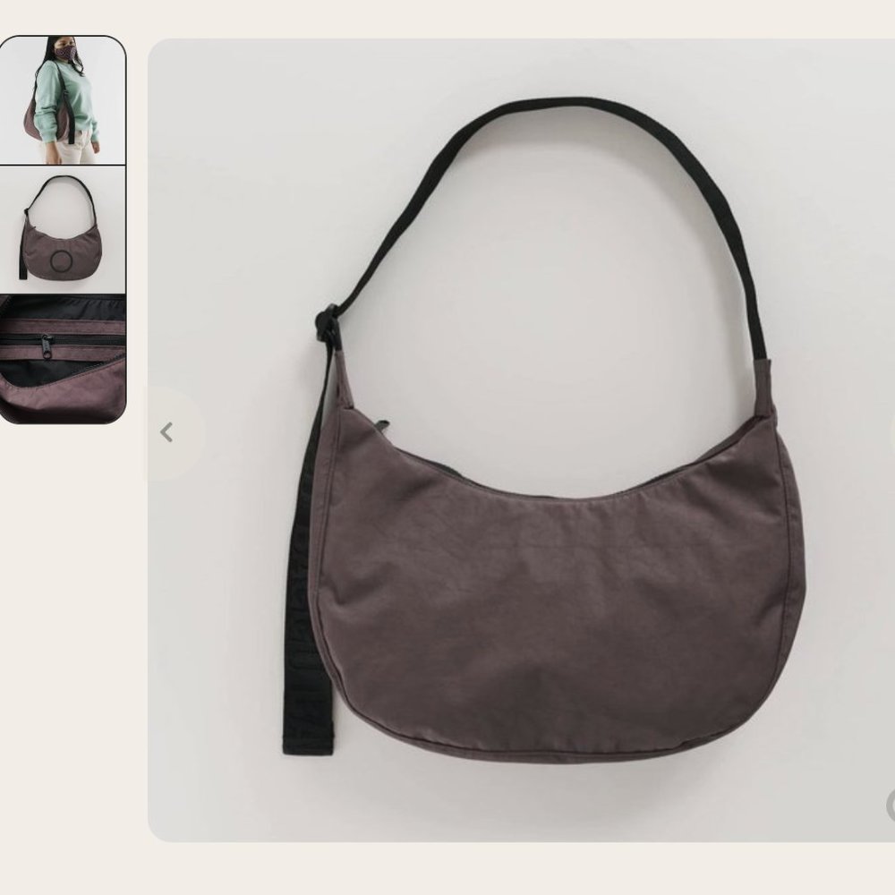 ISO BAGGU medium crescent in Peppercorn or Raisin